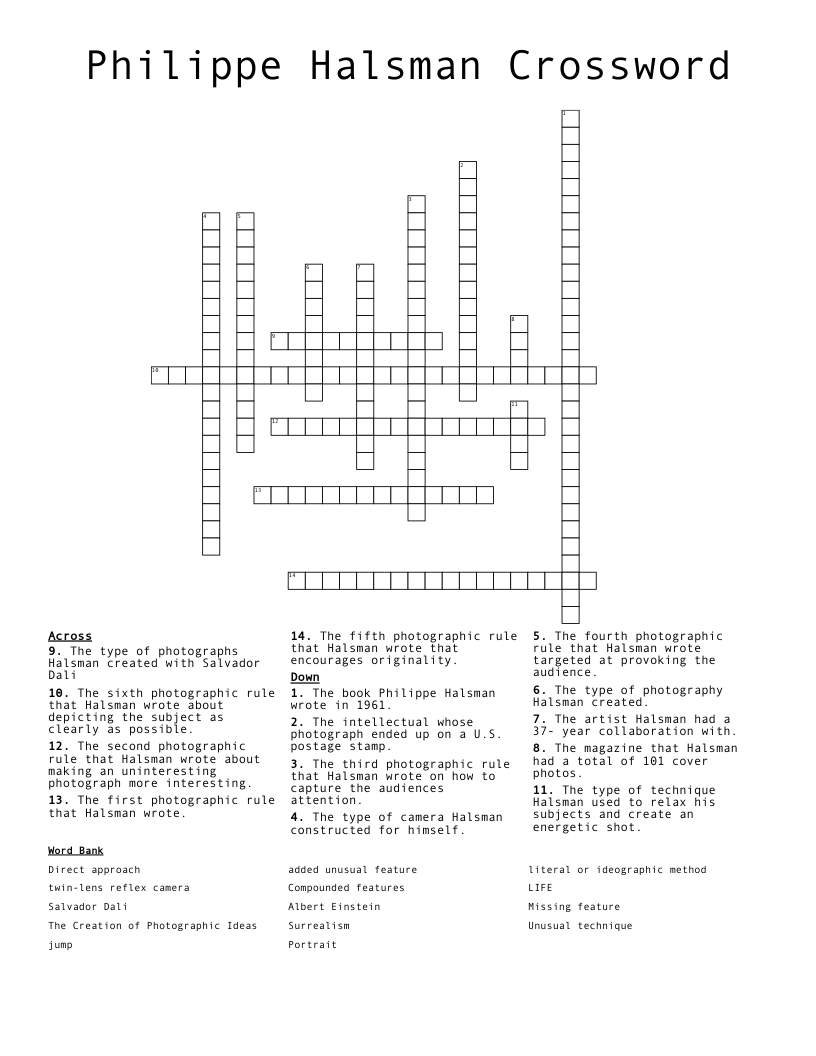 Philippe Halsman Crossword