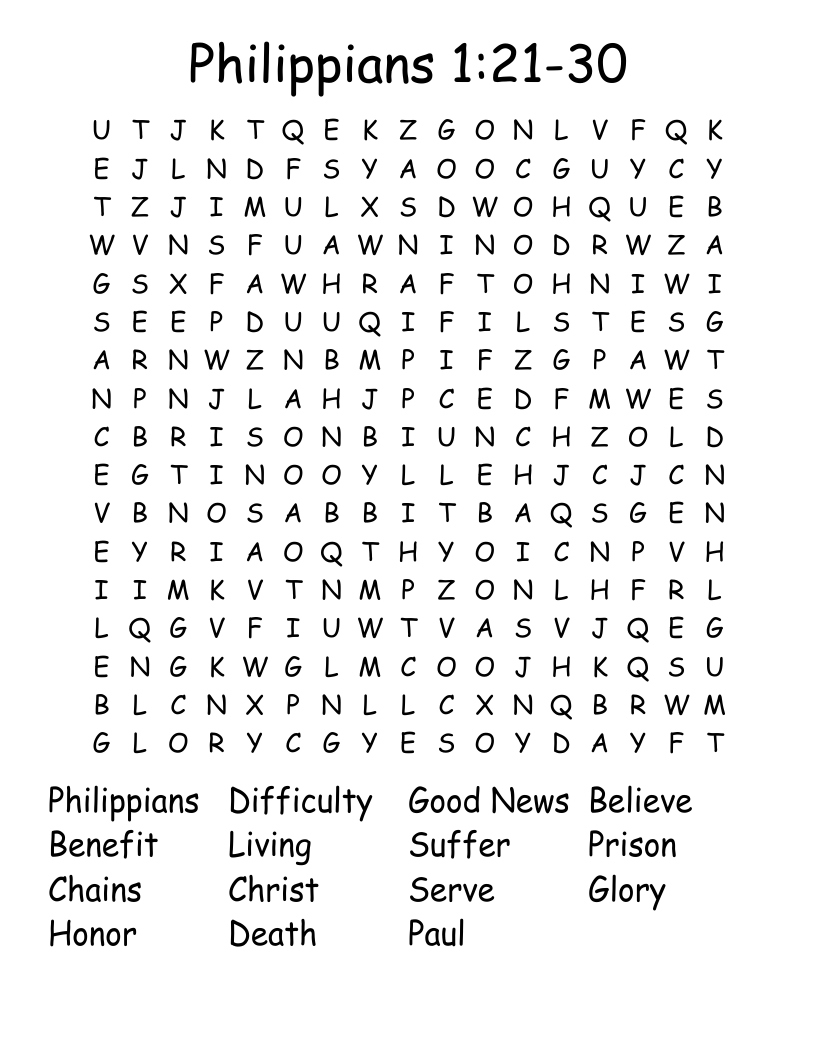 Philippians 1:21-30 Word Search