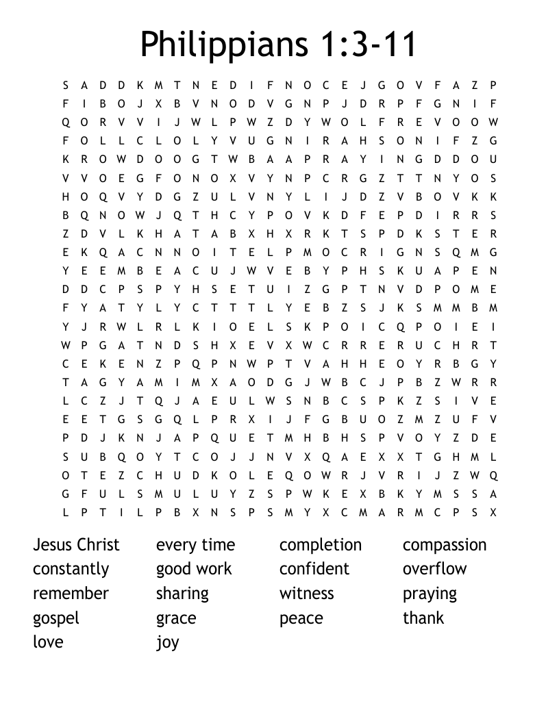 Philippians 1:3-11 Word Search