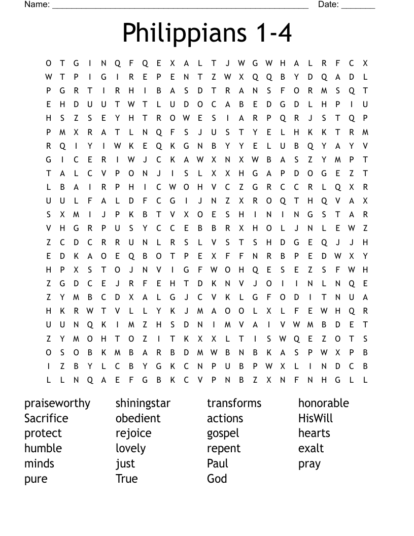 Philippians 1-4 Word Search