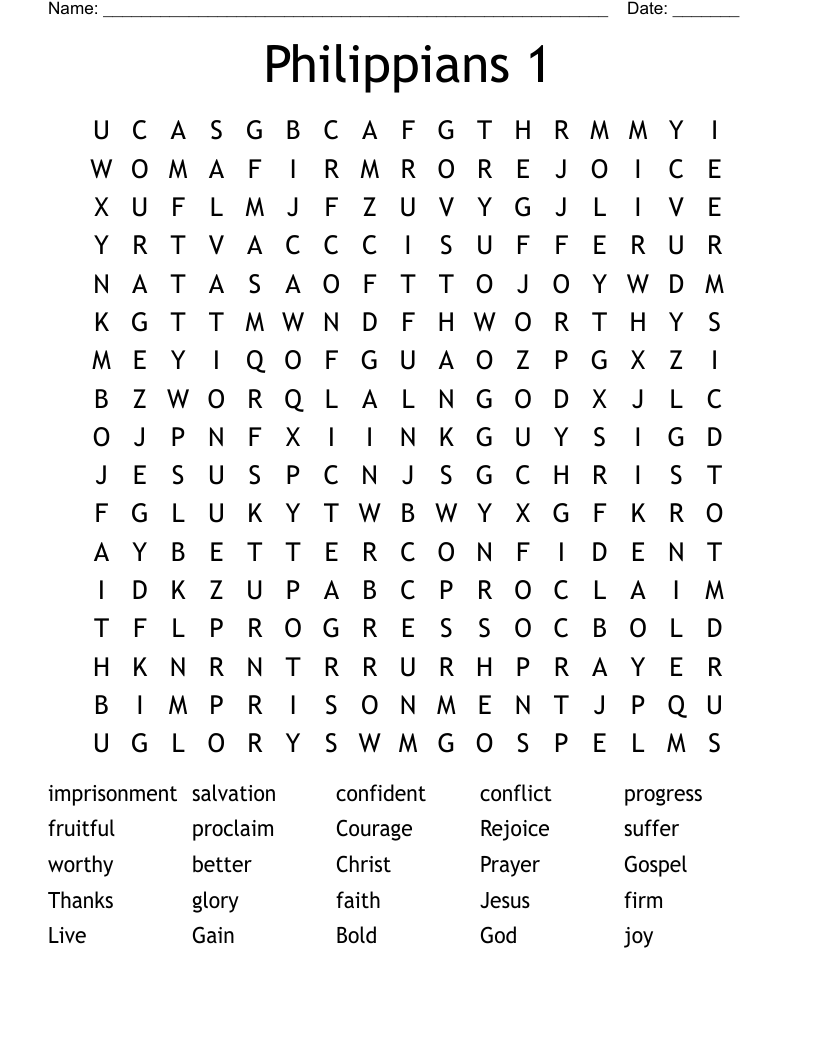 Philippians 1 Word Search