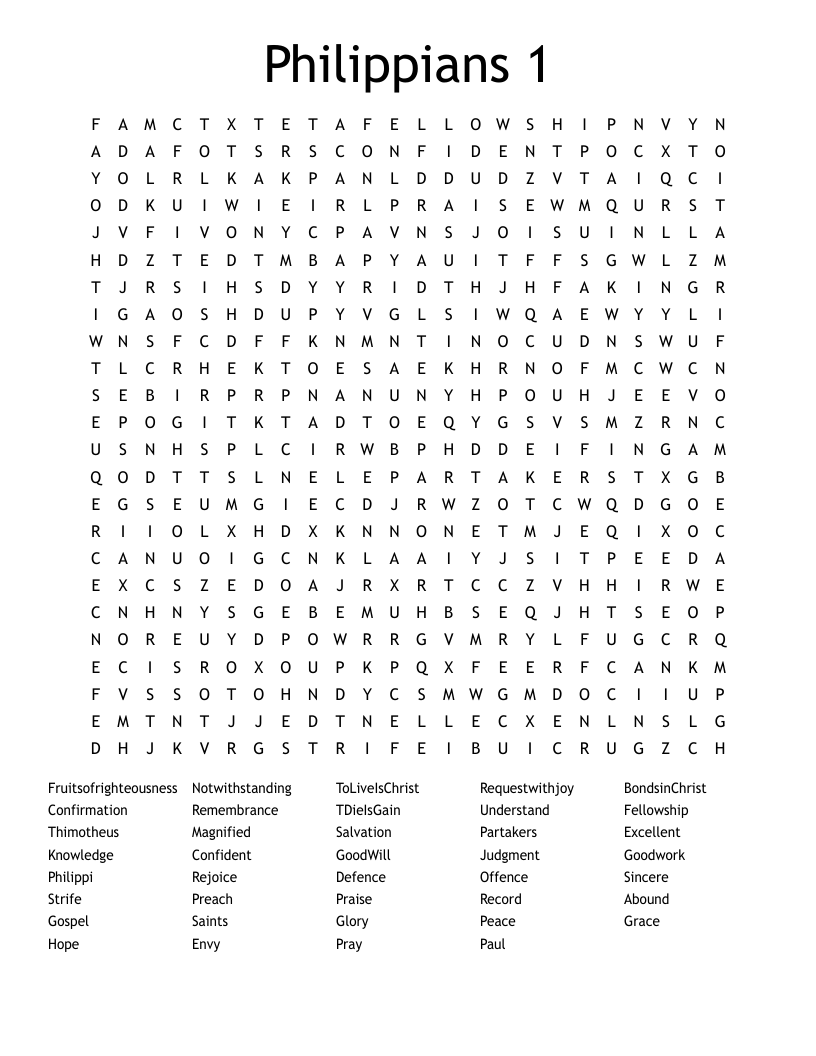 Philippians 1 Word Search