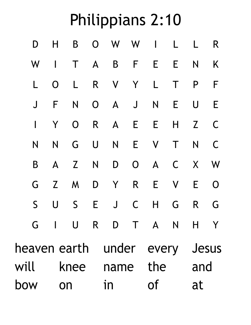 Philippians 2:10 Word Search