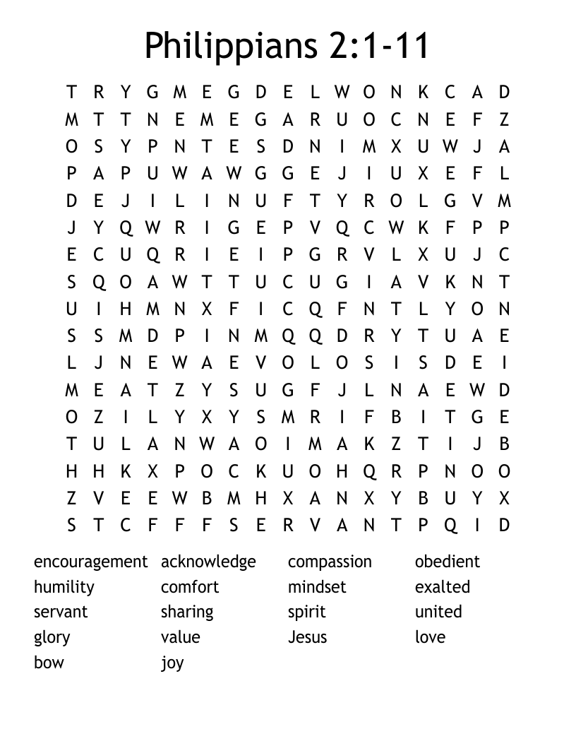 Philippians 2:1-11 Word Search