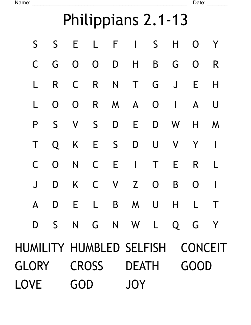 Philippians 2.1-13 Word Search