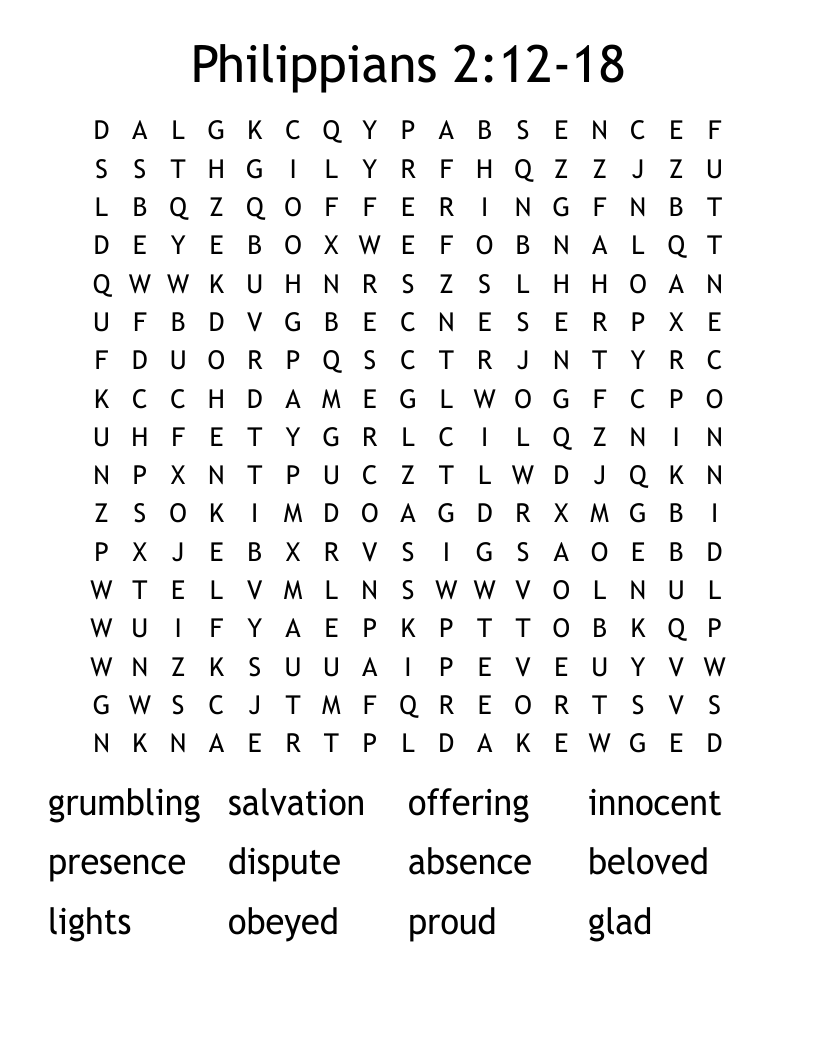 Philippians 2:12-18 Word Search
