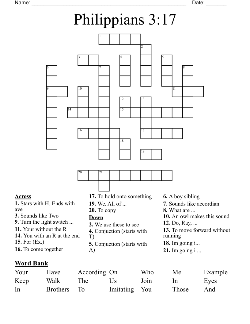Philippians 3:17 Crossword