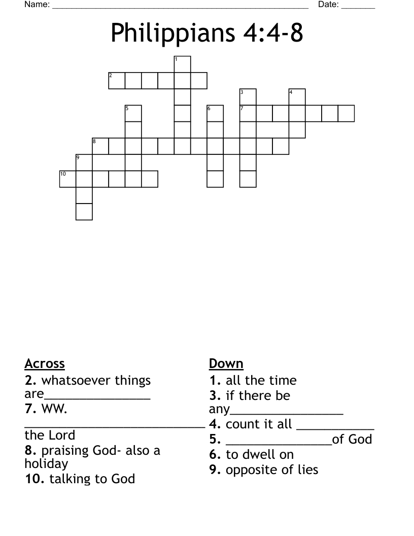 Philippians 4:4-8 Crossword