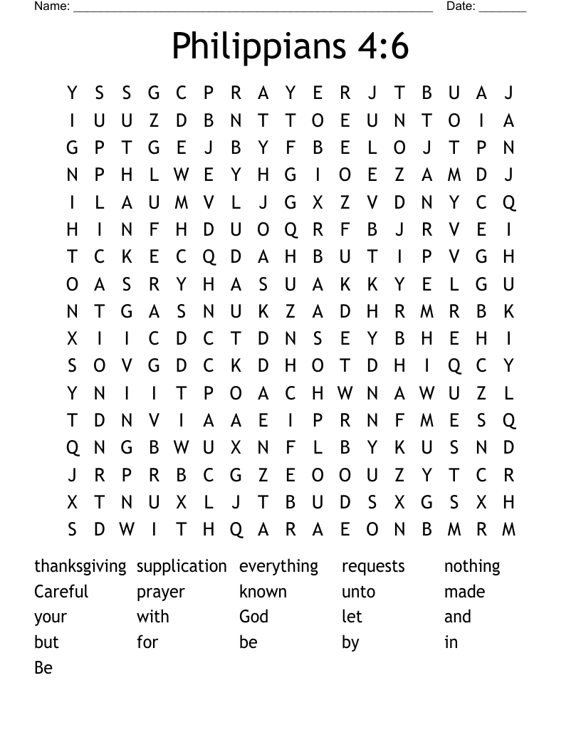 Philippians 4:6 Word Search