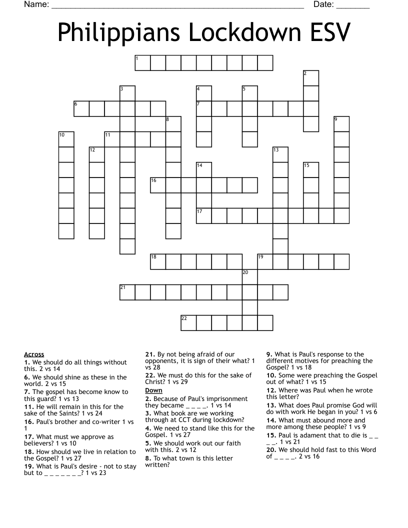 Philippians Lockdown ESV Crossword