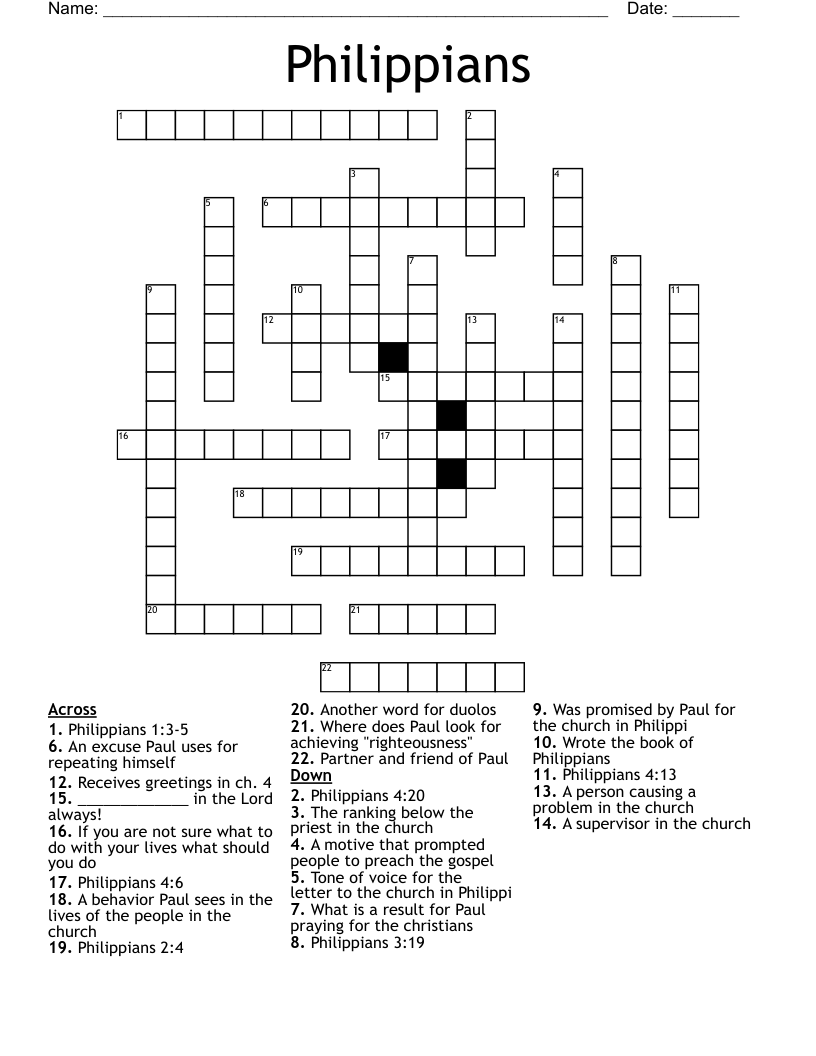 Philippians  Crossword