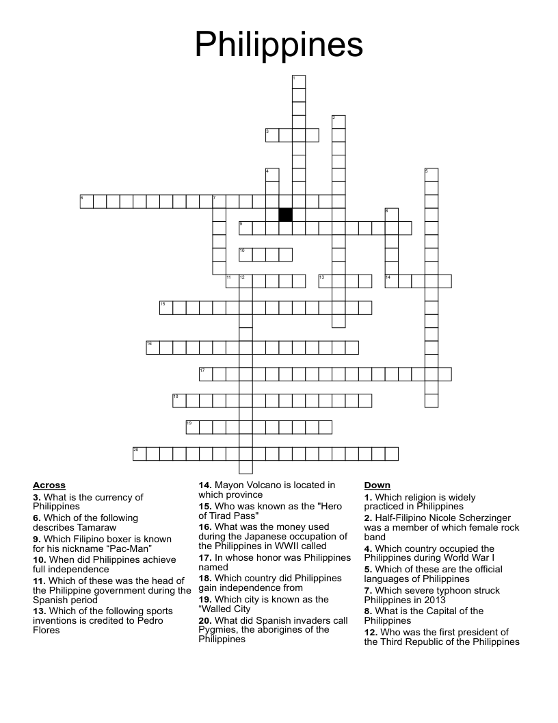 Philippines Crossword