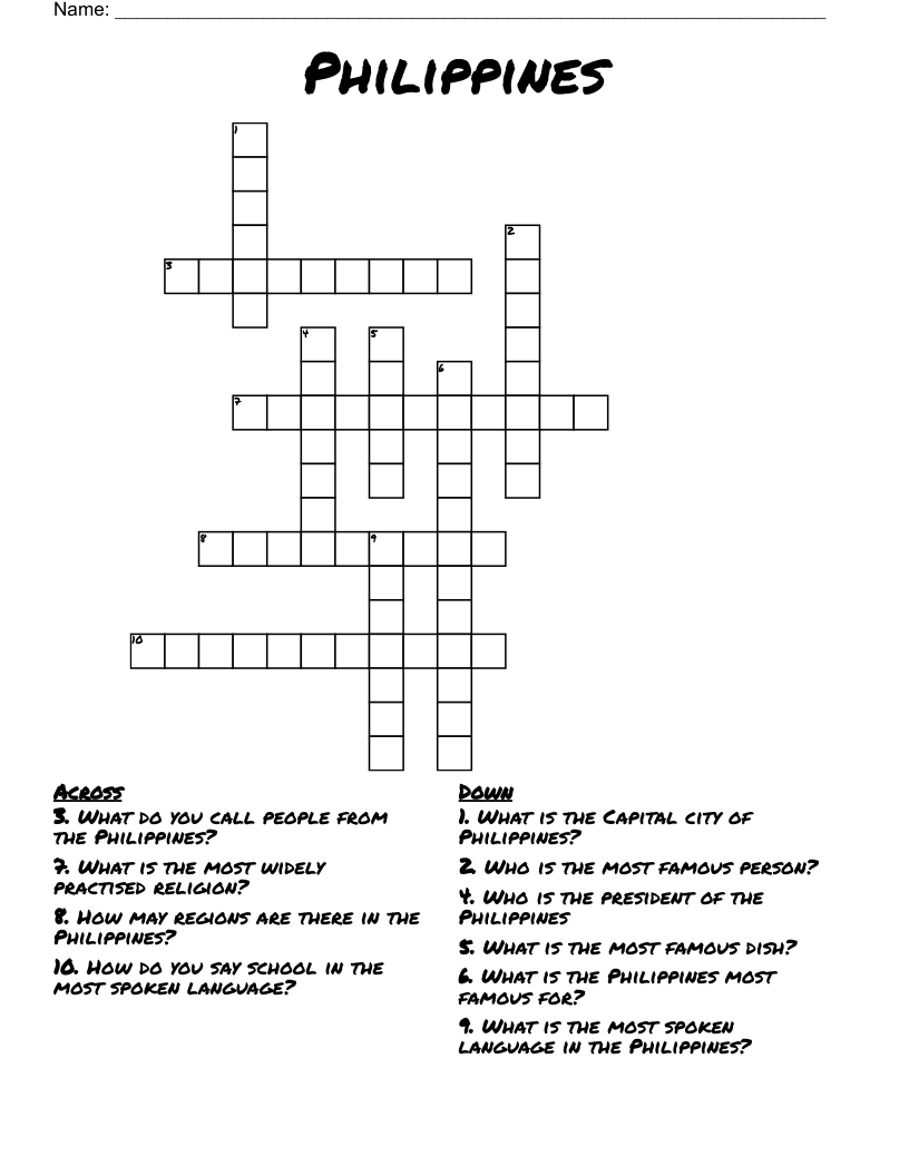 Philippines Crossword