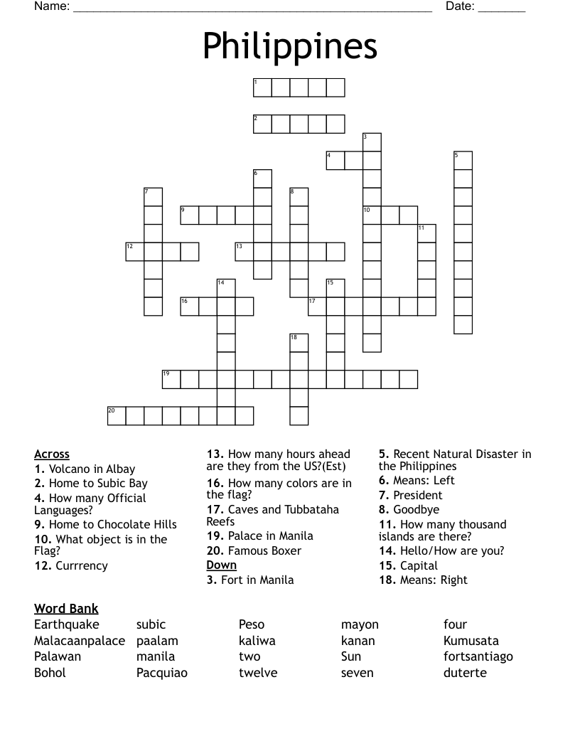 Philippines Crossword