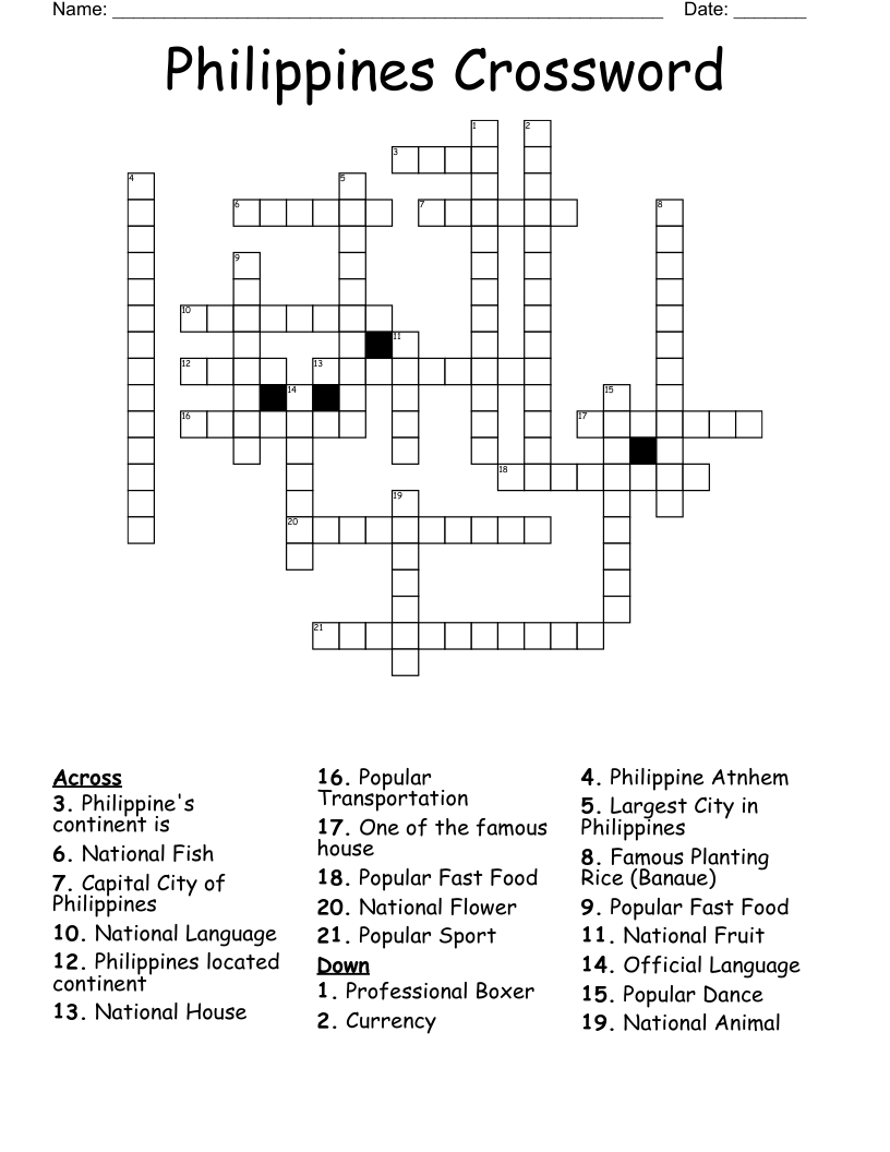 Philippines Crossword
