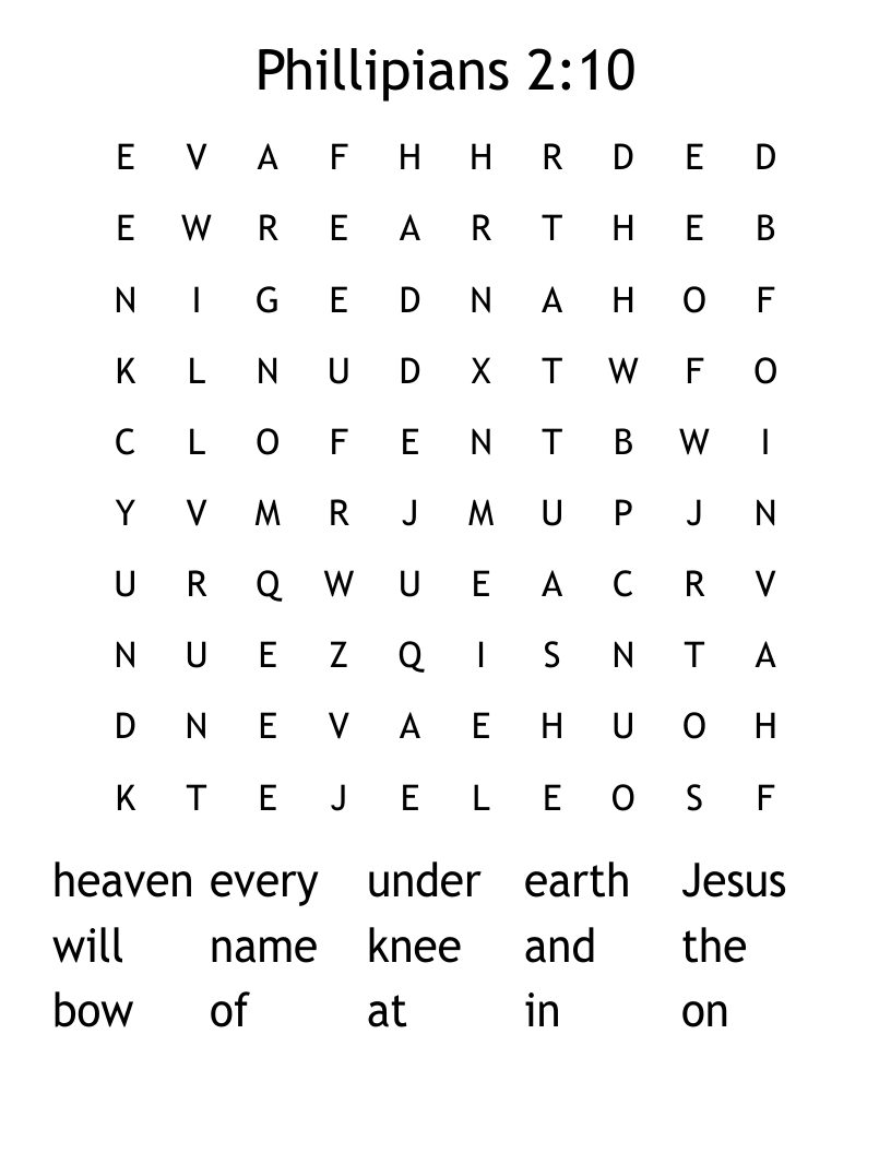 Phillipians 2:10 Word Search