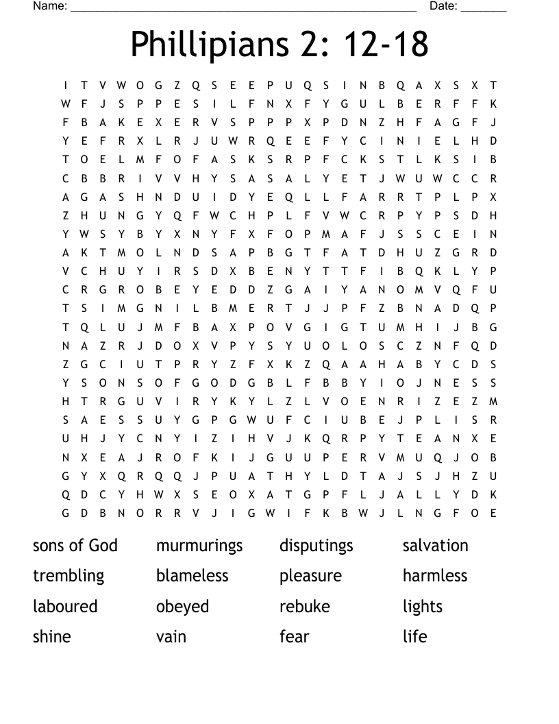 Phillipians 2: 12-18 Word Search