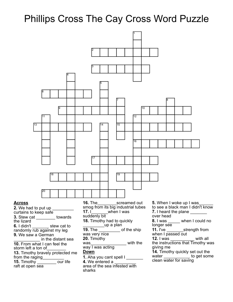 Phillips Cross The Cay Cross Word Puzzle