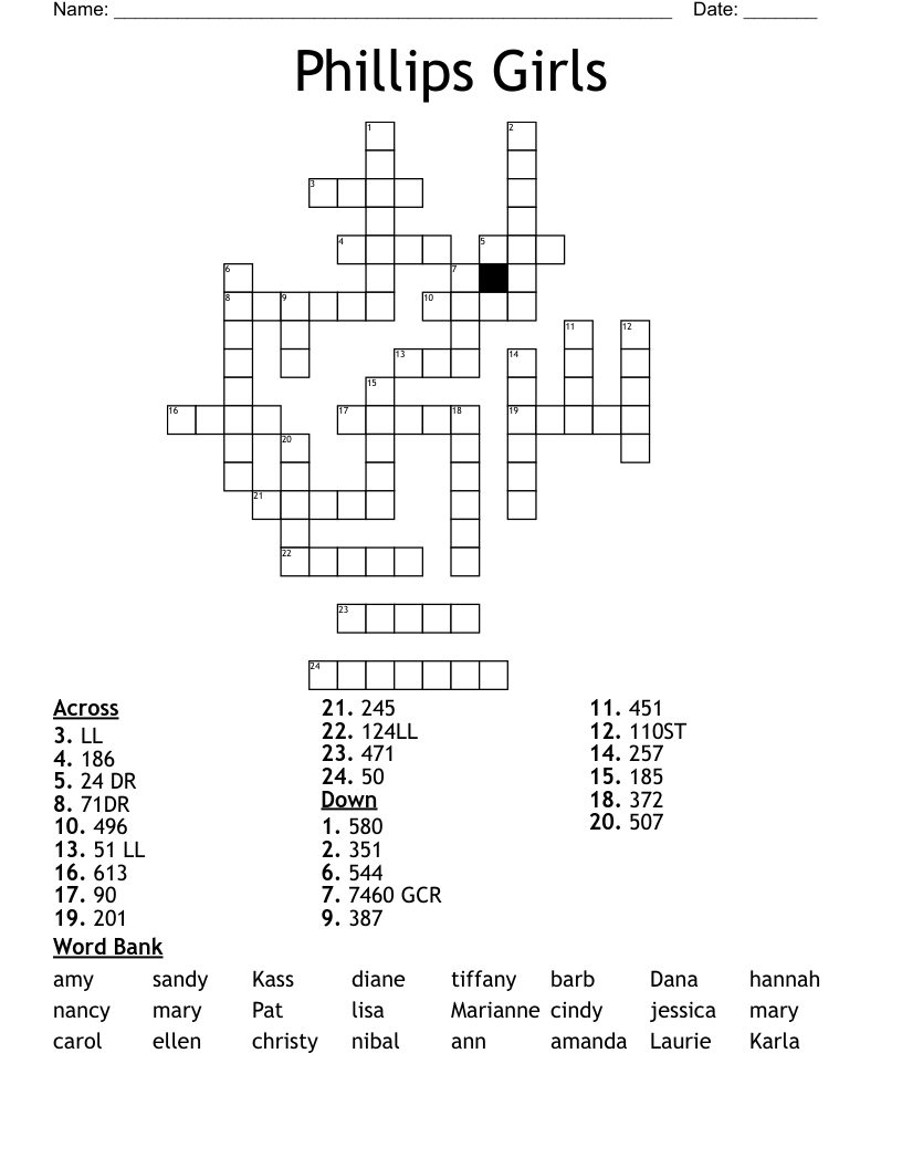 Phillips Girls Crossword