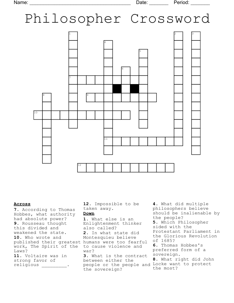 Philosopher Crossword