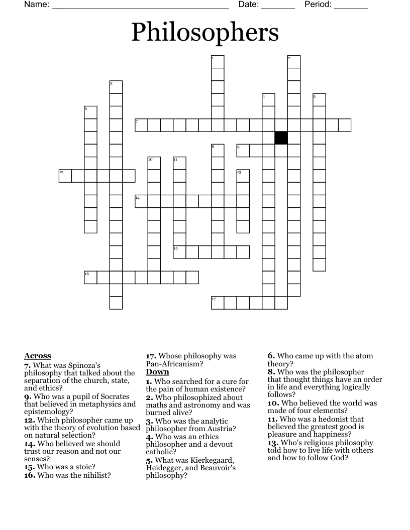 Philosophers Crossword