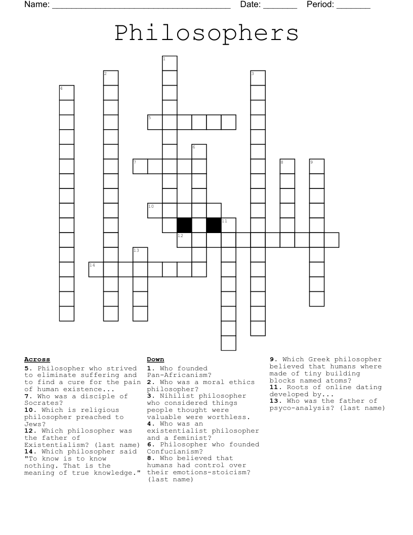 Philosophers  Crossword