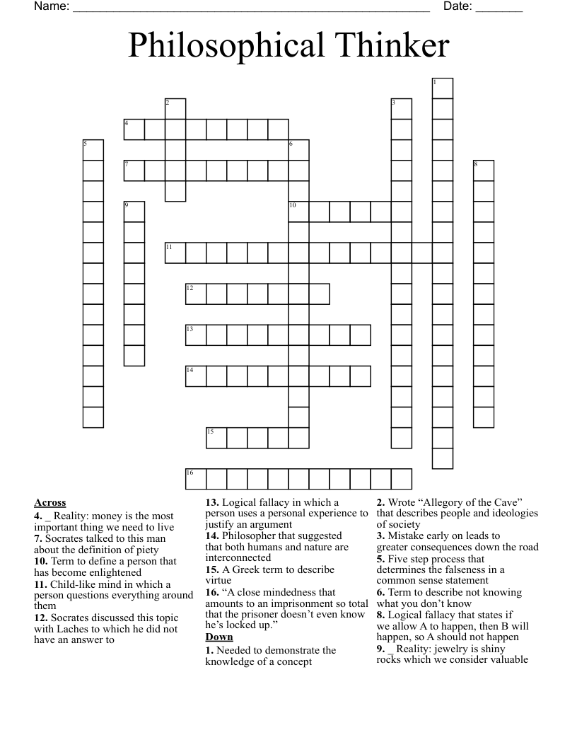 Philosophical Thinker Crossword