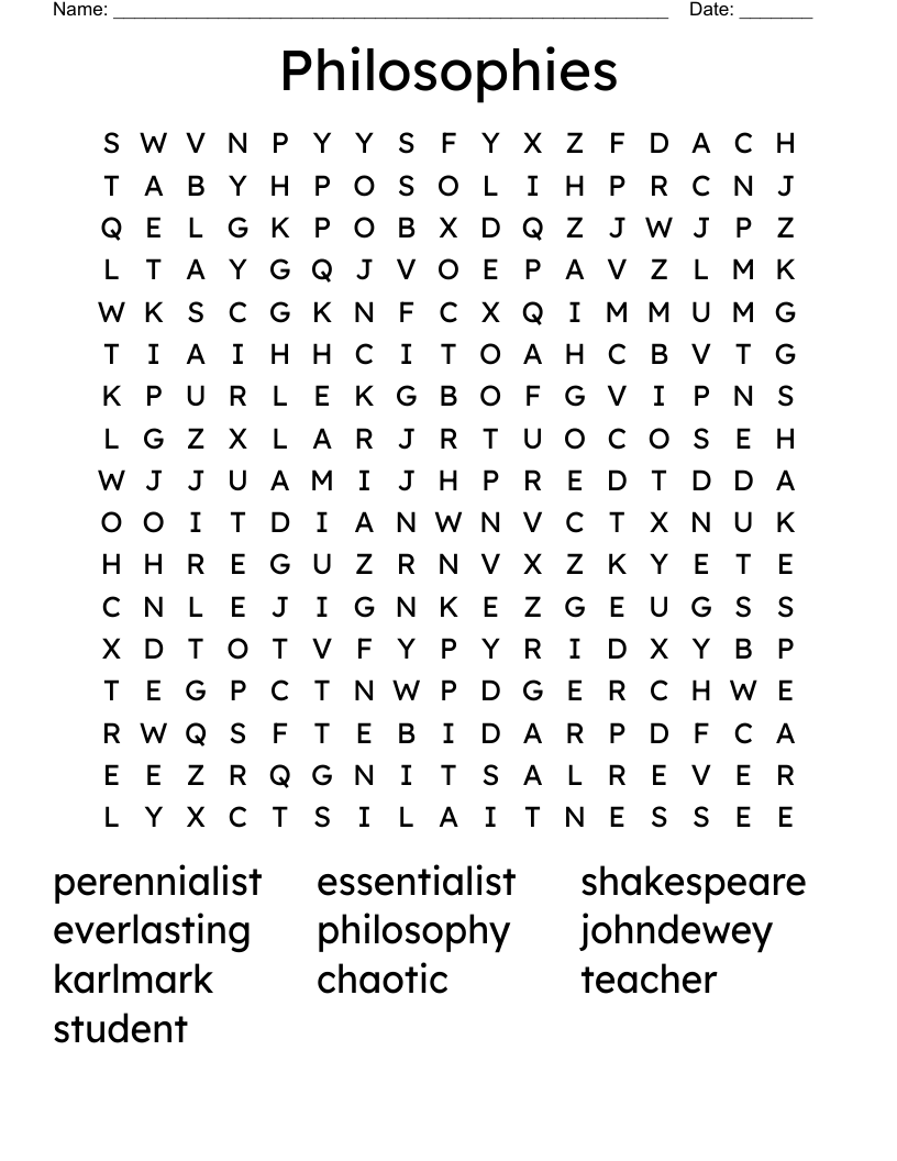 Philosophies Word Search