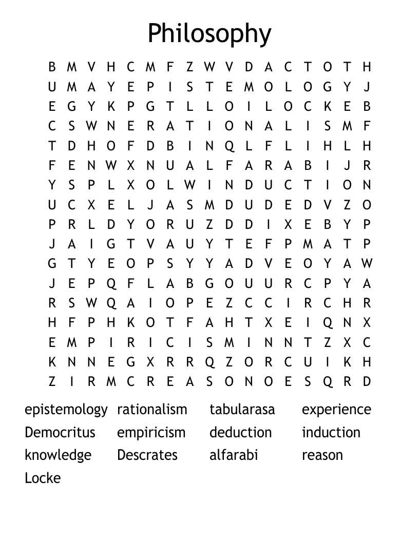 Philosophy Word Search