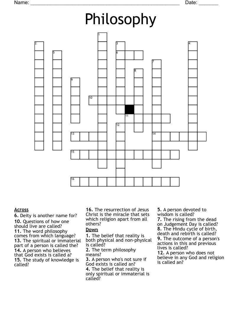 Philosophy Crossword