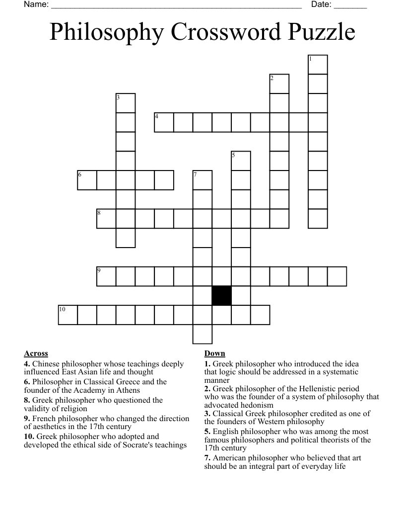 Philosophy Crossword Puzzle