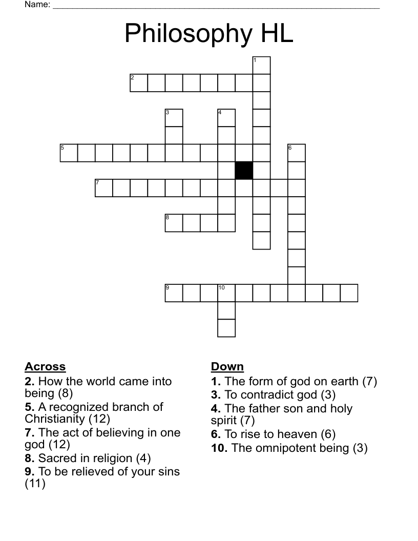 Philosophy HL Crossword