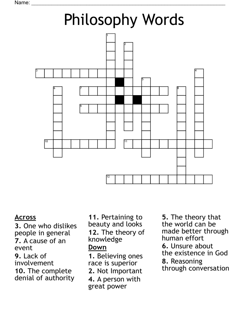 Philosophy Words Crossword