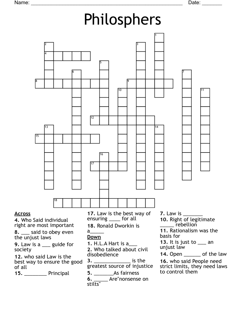 Philosphers Crossword