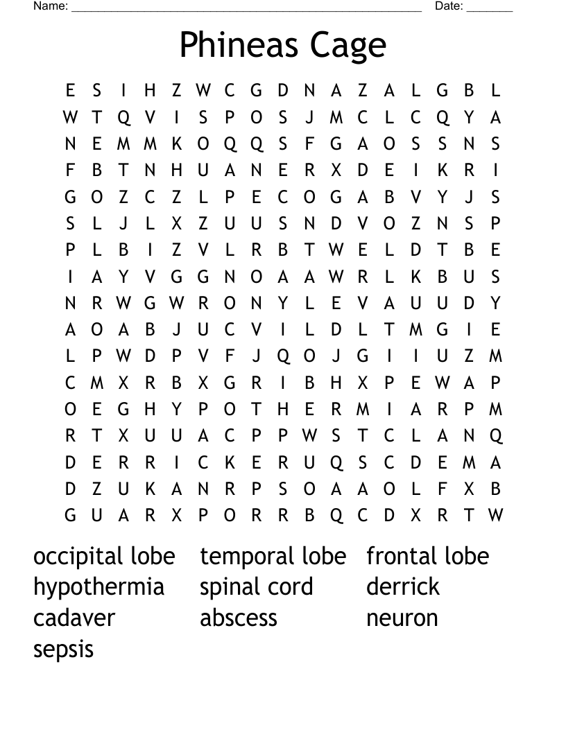 Phineas Cage Word Search