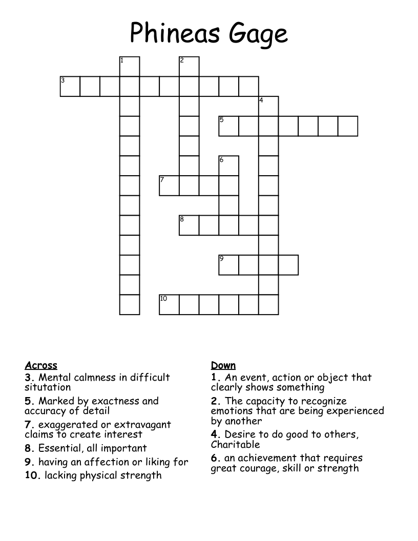 Phineas Gage Crossword