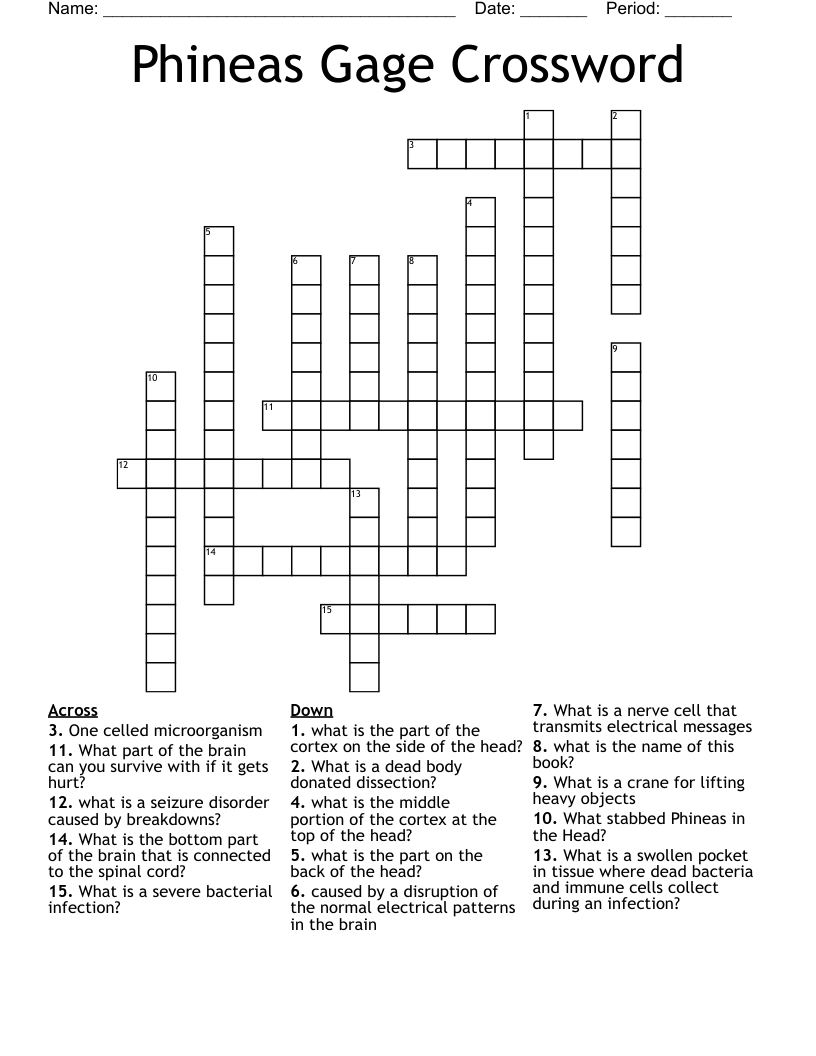 Phineas Gage Crossword