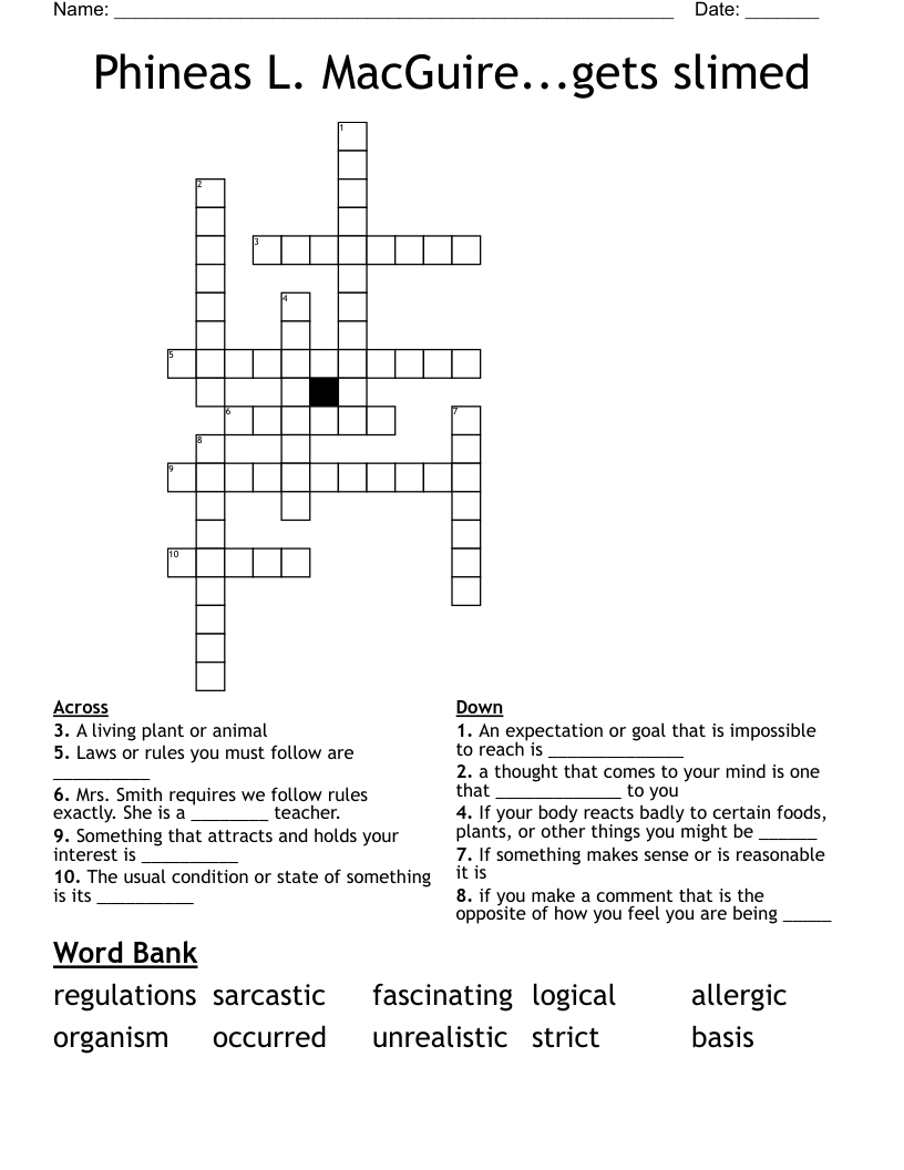 Phineas L. MacGuire...gets slimed Crossword