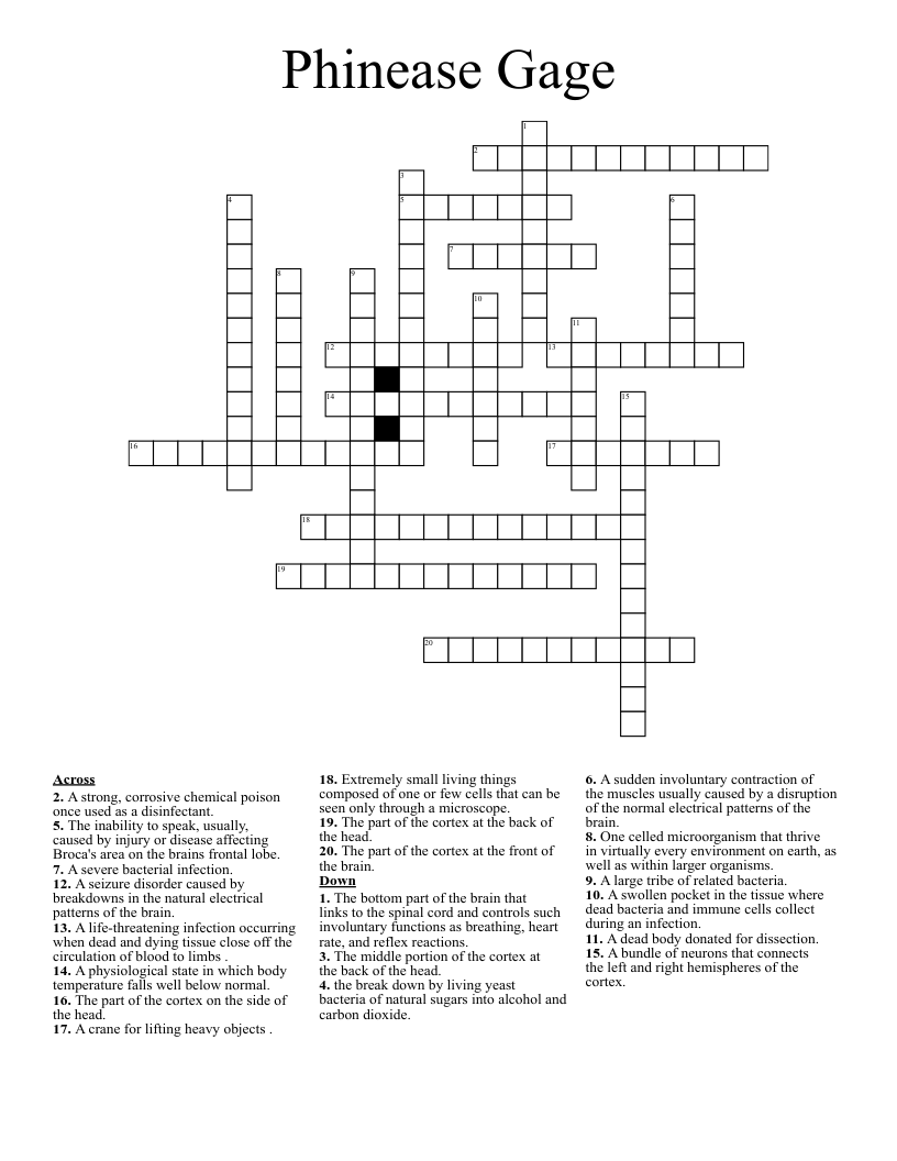 Phinease Gage Crossword
