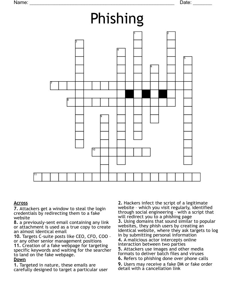 Phishing Crossword