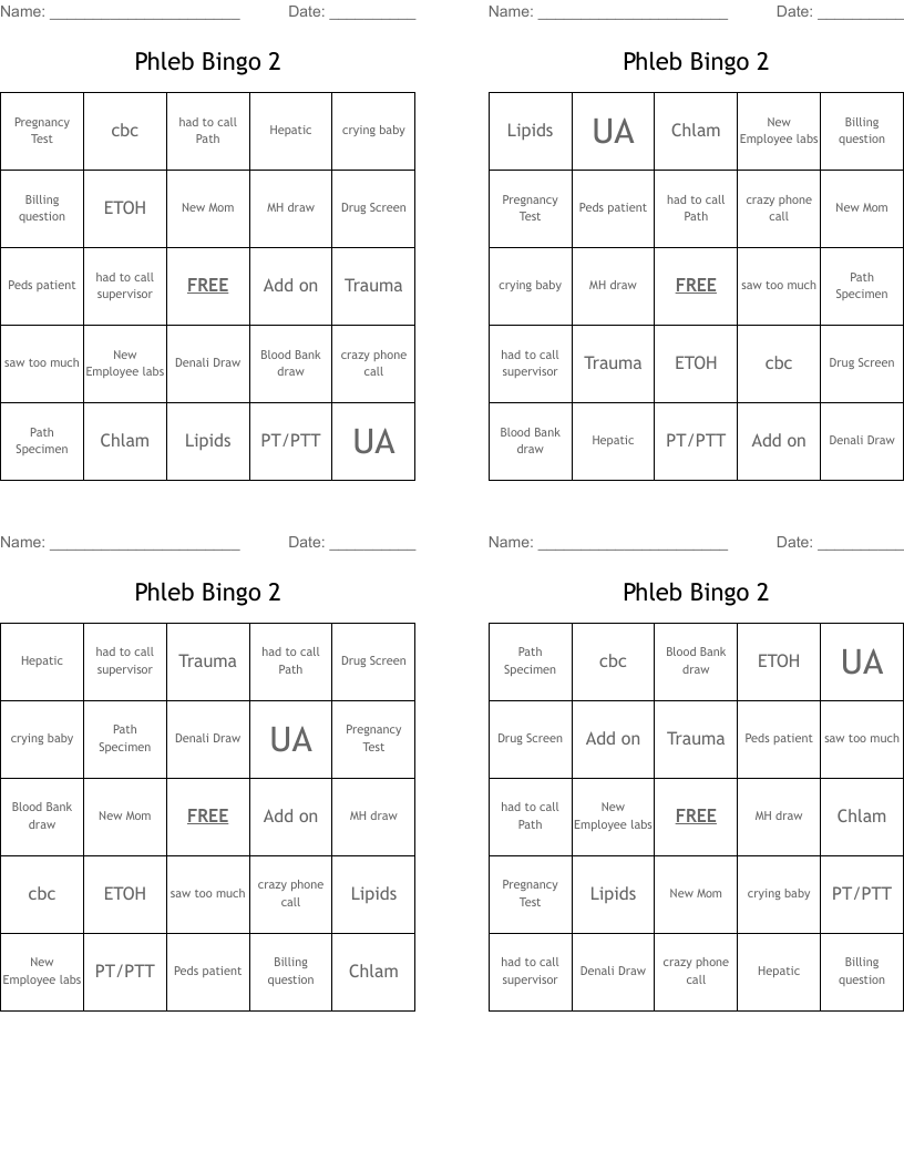 Phleb Bingo 2