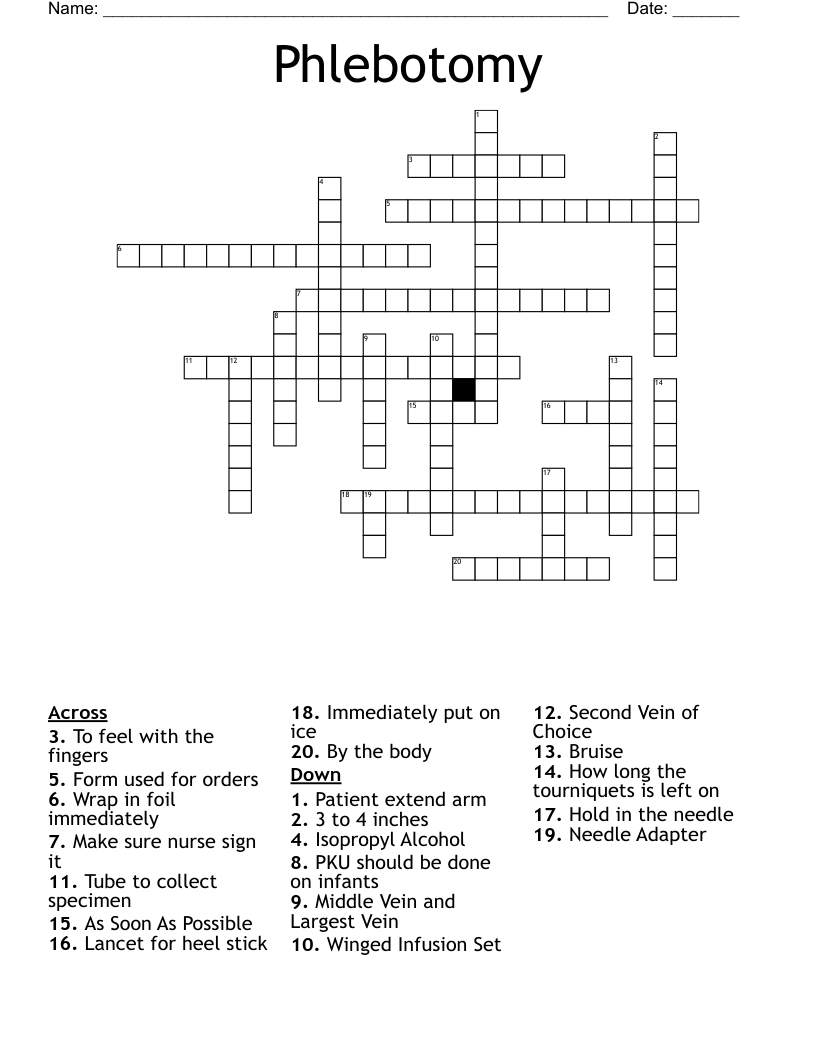 Phlebotomy Crossword