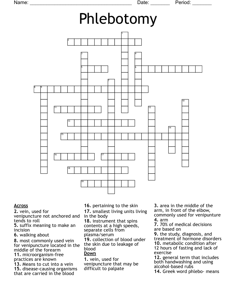 Phlebotomy Crossword
