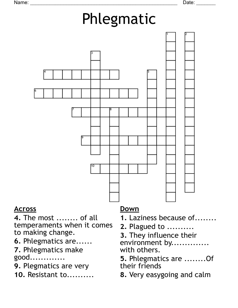 Phlegmatic Crossword