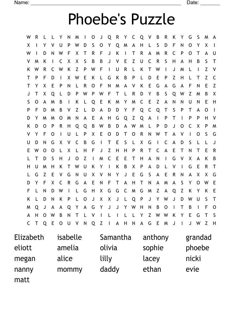 Phoebe's Puzzle Word Search