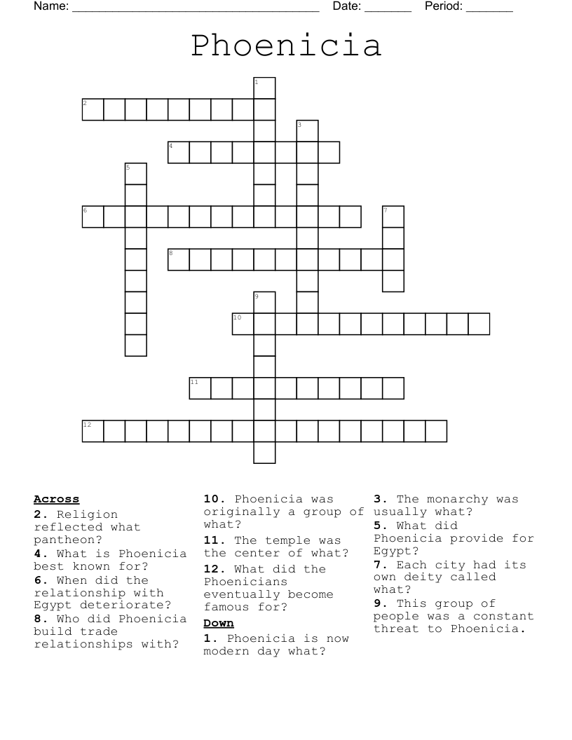Phoenicia Crossword