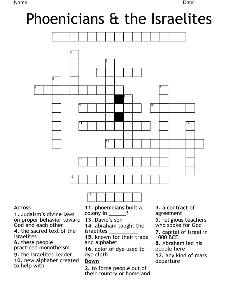 Phoenicians & the Israelites Crossword