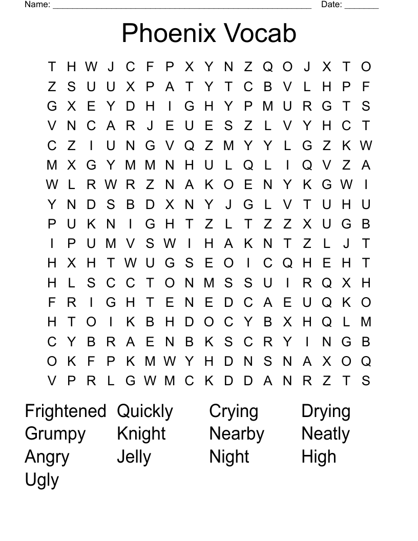 Phoenix Vocab Word Search