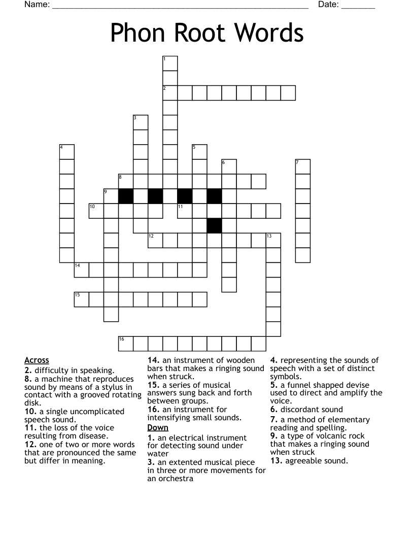 Phon Root Words Crossword