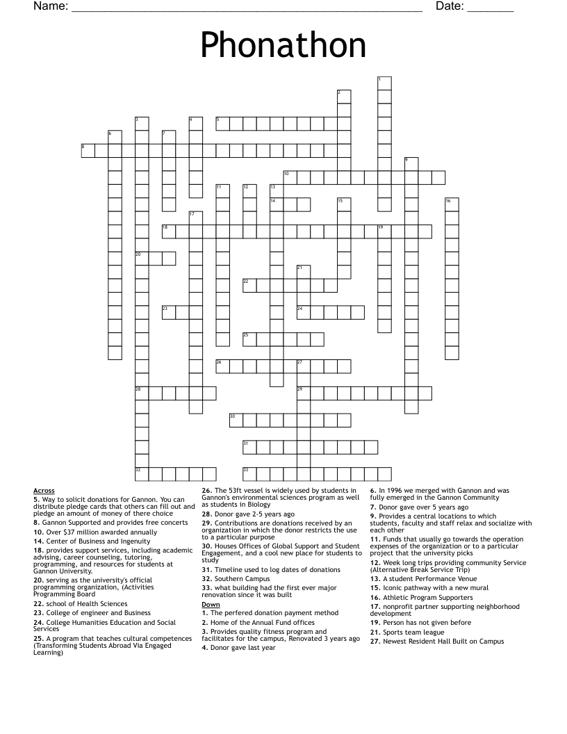 Phonathon Crossword